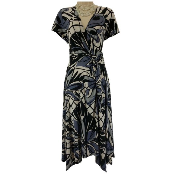 Dress Barn Dresses & Skirts - Size 14 Large XL ABSTRACT FLORAL ASYMMETRICAL SHARKBITE DRESS Spring Summer